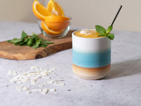 Smoothie Cup Turquoise White 14 oz Stoneware