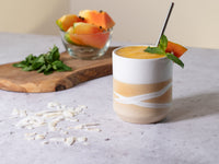 Smoothie Cup White w/Trailing 14 oz Stoneware