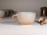 Cappuccino Cup, Latte Cup: Brown-Blue/White, approximately 10-12 oz, Stoneware