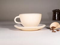 Cappuccino Cup, Latte Cup: Sandy/White, approximately 10 -12 oz, Stoneware