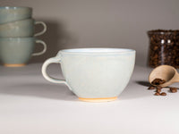 Cappuccino Cup, Latte Cup: Light Blue/White, 10-12 oz, Stoneware