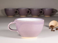 Cappuccino Cup, Latte Cup: Purple/White, approximately 10 -12 oz, Stoneware