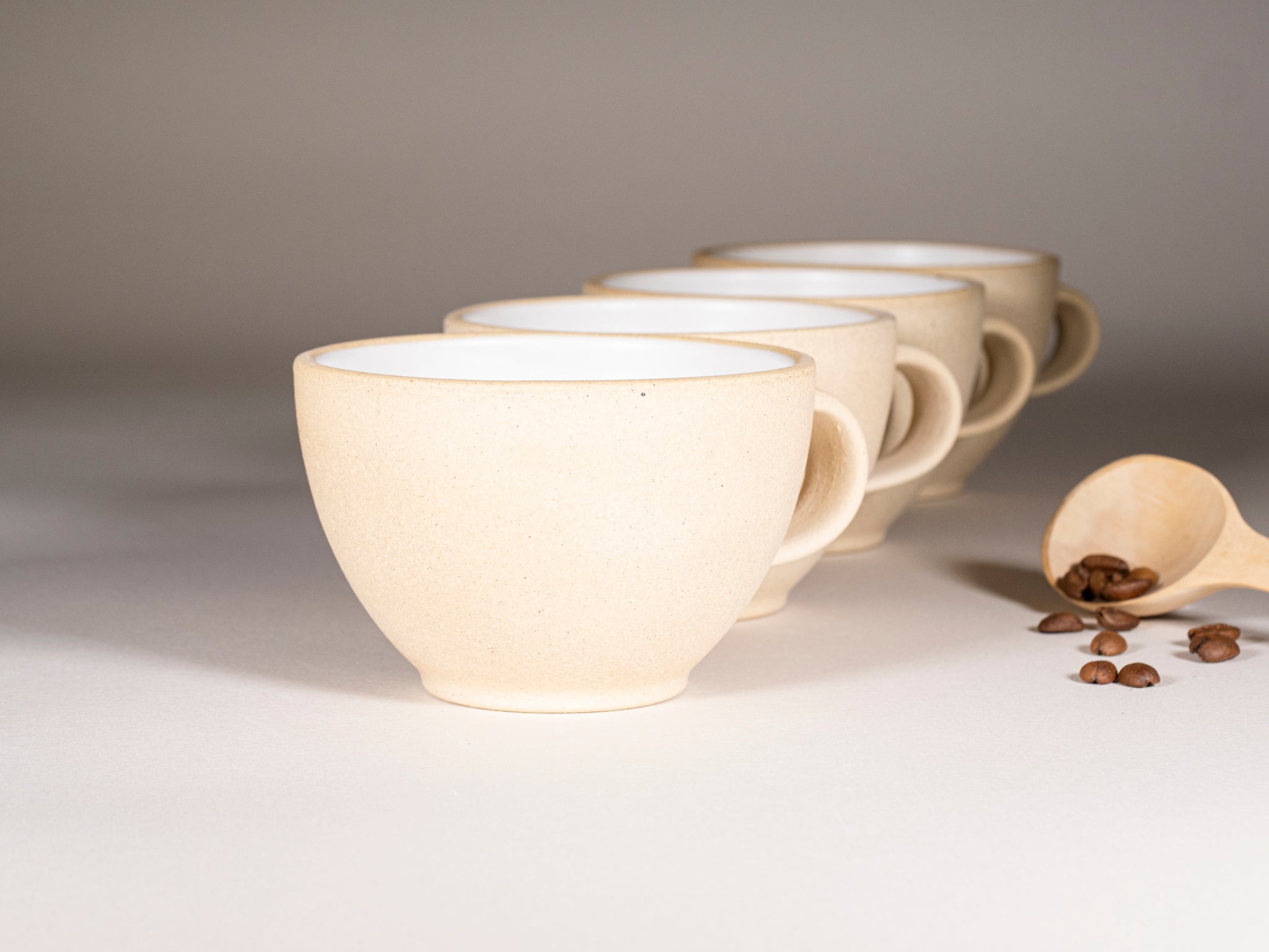 Cappuccino Cup, Latte Cup: Sandy/White, approximately 10 -12 oz, Stoneware