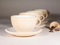 Cappuccino Cup, Latte Cup: Sandy/White, approximately 10 -12 oz, Stoneware