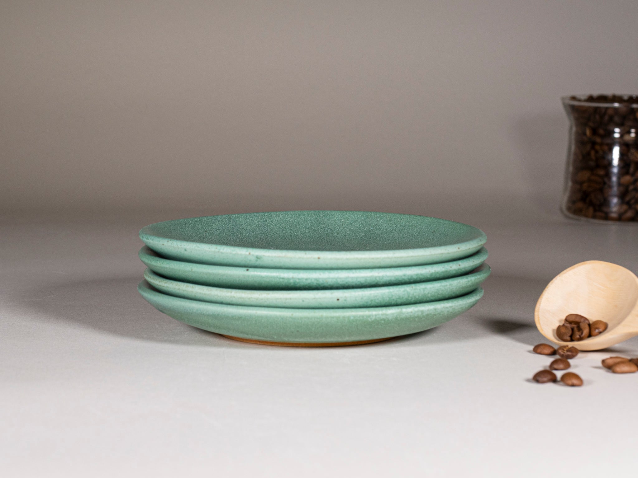 Cappuccino Cup, Latte Cup: Green/White, approximately 10 -12 oz, Stoneware