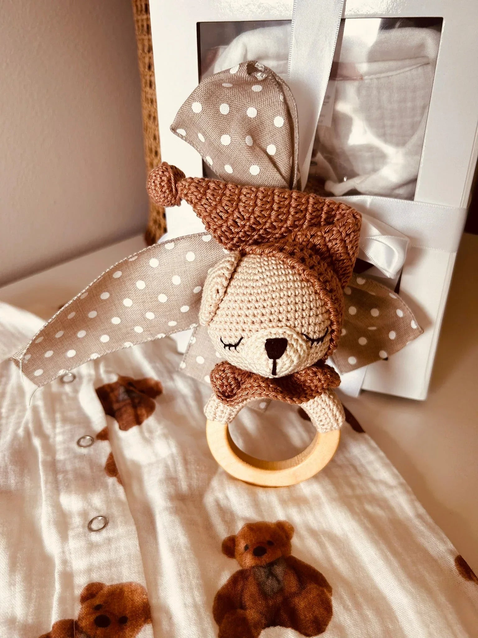 Teddy Bear Gift Set (Romper& Rattle) - BIG FRENCHIES