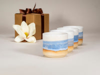 Gift Set: 14 oz cup and 5.5 oz cup in Blue Purple White Stoneware