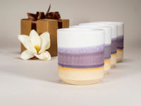 Gift Set: 14 oz cup and 5.5 oz cup in Purple White Stoneware