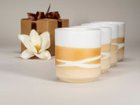Gift Set: 14 oz cup and 5.5 oz cup in Sandy White with Trailing Stoneware
