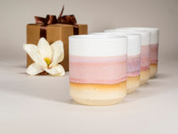 Gift Set: 14 oz cup and 5.5 oz cup in Pink White Stoneware