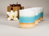 Gift Set: 14 oz cup and 5.5 oz cup in Turquoise White Stoneware
