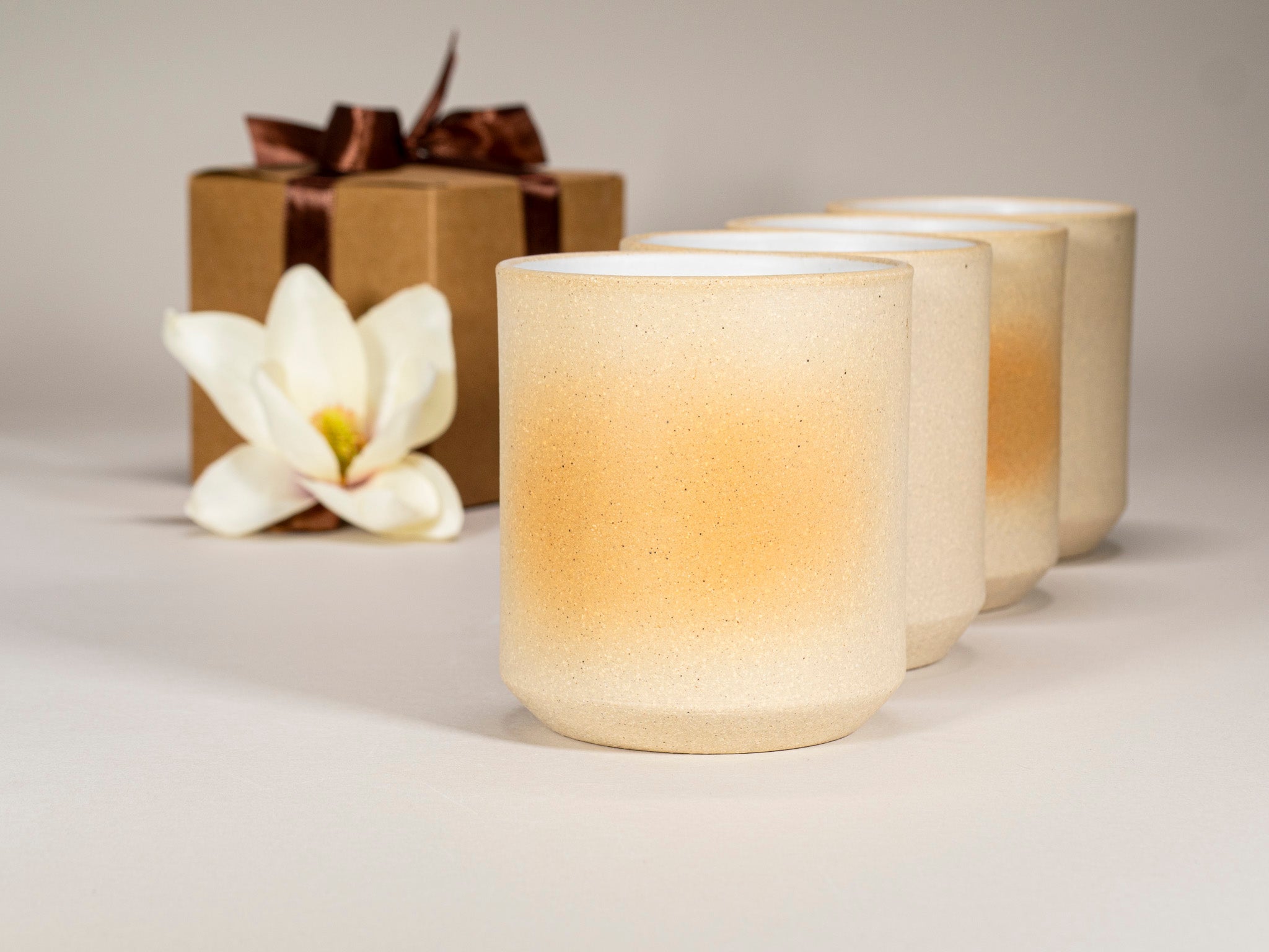 Gift Set: 14 oz cup and 5.5 oz cup in Sandy White Stoneware