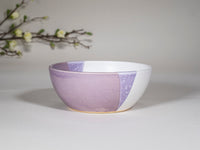 Breakfast Salad Soup Bowl Purple White Stoneware Handmade