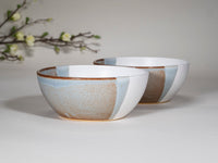 Breakfast Salad Soup Bowl Brown Blue White Stoneware Handmade