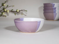 Breakfast Salad Soup Bowl Purple White Stoneware Handmade