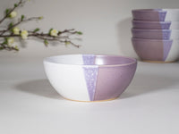 Breakfast Salad Soup Bowl Purple White Stoneware Handmade