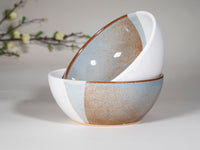 Breakfast Salad Soup Bowl Brown Blue White Stoneware Handmade