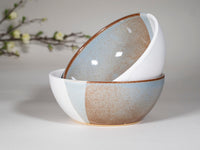 Breakfast Salad Soup Bowl Brown Blue White Stoneware Handmade