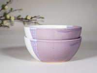 Breakfast Salad Soup Bowl Purple White Stoneware Handmade