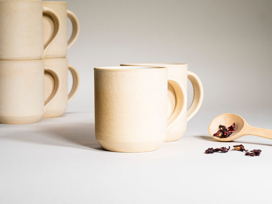 Ceramic Coffee Tea Mug Sandy White 14 oz Stoneware