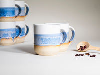 Ceramic Coffee Tea Mug with Handle Blue-Purple White 14 oz Stoneware
