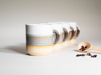 Ceramic Coffee Tea Mug with Handle Brown-Blue White 14 oz Stoneware