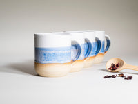 Ceramic Coffee Tea Mug with Handle Blue-Purple White 14 oz Stoneware