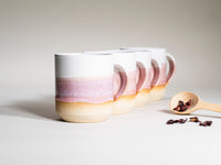 Ceramic Coffee Tea Mug with Handle Pink White 14 oz Stoneware