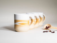 Ceramic Coffee Tea Mug with Handle Sandy White w/Trailing 14 oz Stoneware