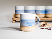 Ceramic Coffee Tea Mug with Handle Blue-Purple White 14 oz Stoneware