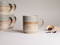 Ceramic Coffee Tea Mug Speckled Blue-Grey White w/Trailing 14 oz Stoneware