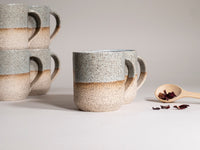 Ceramic Coffee Tea Mug with Handle Speckled Blue-Grey White 14 oz Stoneware