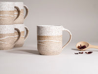 Ceramic Coffee Tea Mug Speckled White w/Trailing 14 oz Stoneware