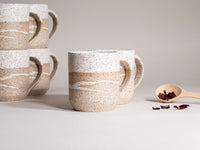 Ceramic Coffee Tea Mug Speckled White w/Trailing 14 oz Stoneware