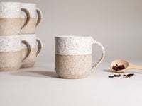 Ceramic Coffee Tea Mug Speckled White 14 oz Stoneware