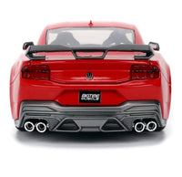 NEW 2024 Ford Mustang Dark Horse Red with White Racing Stripes “65” Graphics “Bigtime Muscle” Series 1/24 Diecast Model Car by Jada