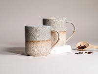 Ceramic Coffee Tea Mug with Handle Speckled Blue-Grey White 14 oz Stoneware