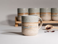 Ceramic Coffee Tea Mug Speckled Blue-Grey White w/Trailing 14 oz Stoneware