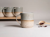Ceramic Coffee Tea Mug with Handle Speckled Blue-Grey White 14 oz Stoneware