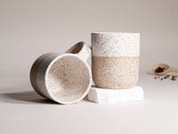Ceramic Coffee Tea Mug Speckled White 14 oz Stoneware