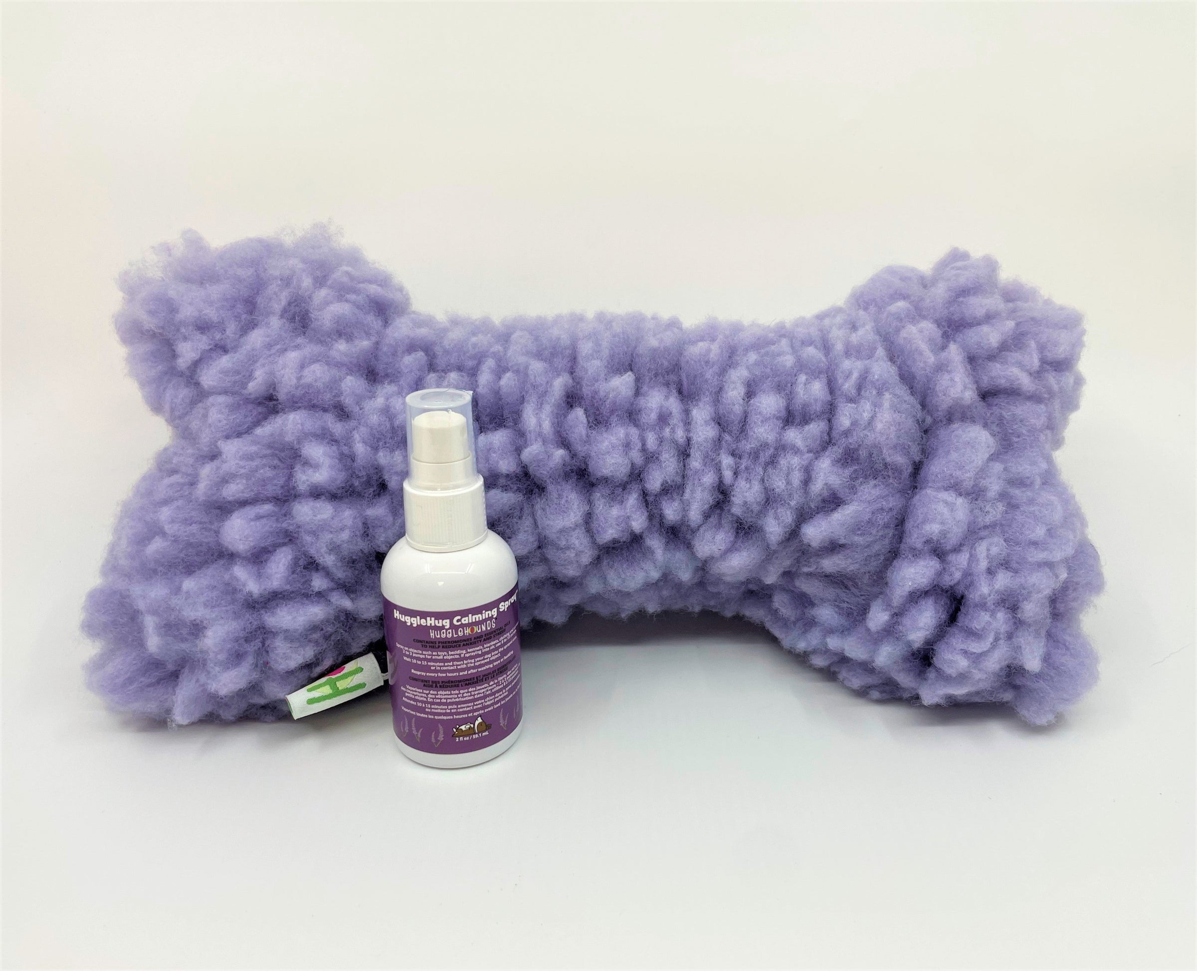 HuggleHug™ Lavender Bone & 2oz Calming Spray Dog Toy Set - BIG FRENCHIES