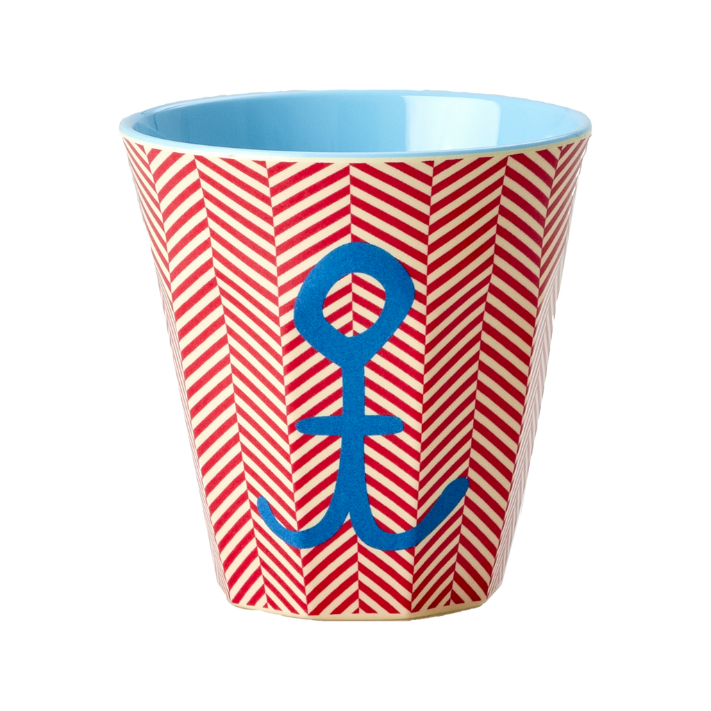 Medium Cup - Red - Anchor Print