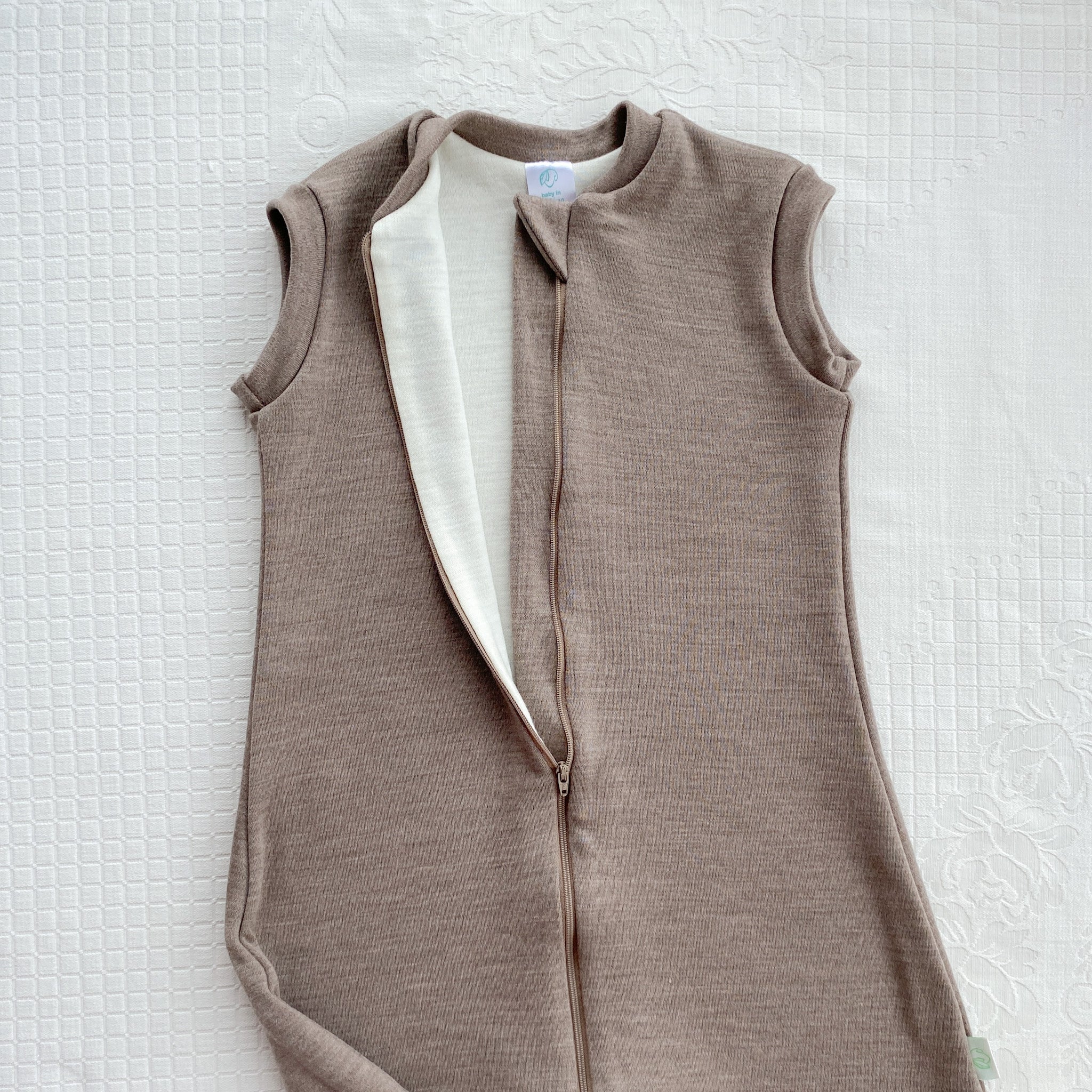 2-LAYER MERINO WOOL SLEEP SACK WITH OPEN LEGS - mele beige