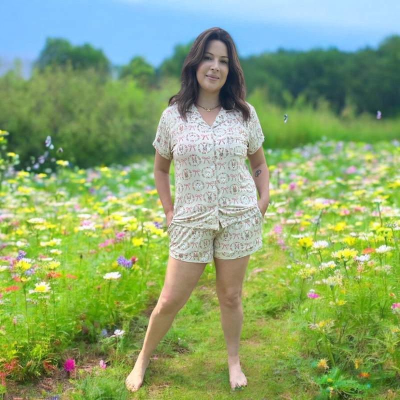 Bows & Bunnies (Women's Short Sleeve PJ) - BIG FRENCHIES