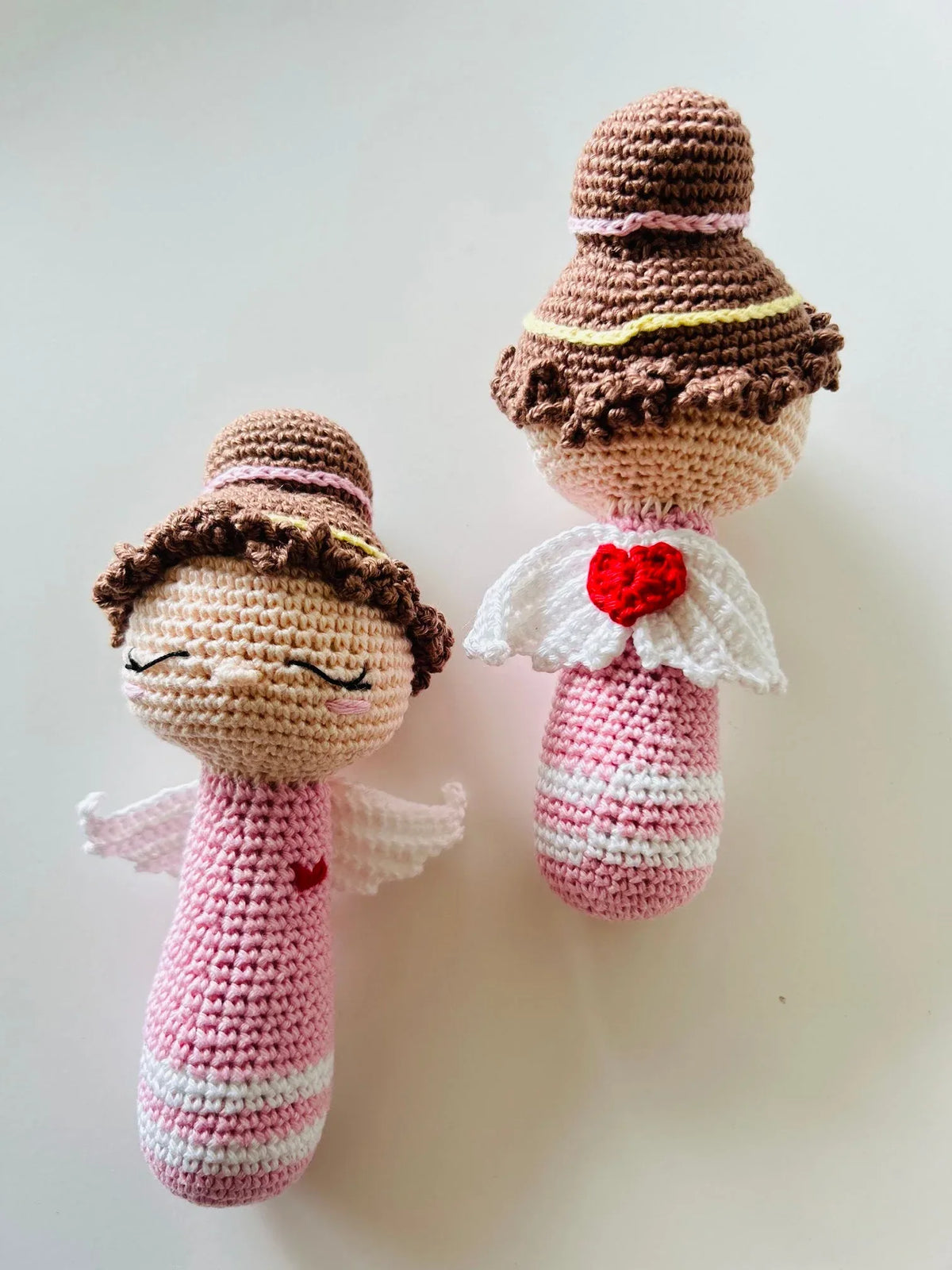 Handmade Crochet Angel Rattle – Organic Cotton Soft Baby Toy - BIG FRENCHIES
