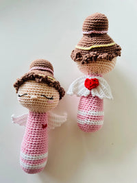 Handmade Crochet Angel Rattle – Organic Cotton Soft Baby Toy - BIG FRENCHIES