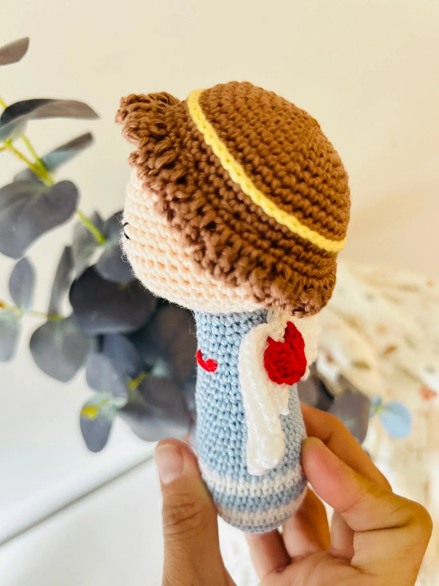 Handmade Crochet Angel Rattle – Organic Cotton Soft Baby Toy - BIG FRENCHIES