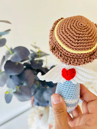 Handmade Crochet Angel Rattle – Organic Cotton Soft Baby Toy - BIG FRENCHIES