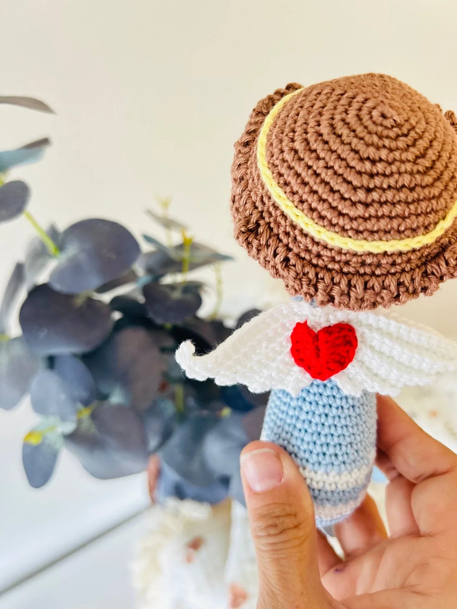 Handmade Crochet Angel Rattle – Organic Cotton Soft Baby Toy - BIG FRENCHIES