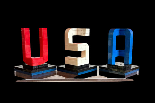 Buildable 3D "USA" Letters – LEGO-Compatible Brick Kit - BIG FRENCHIES